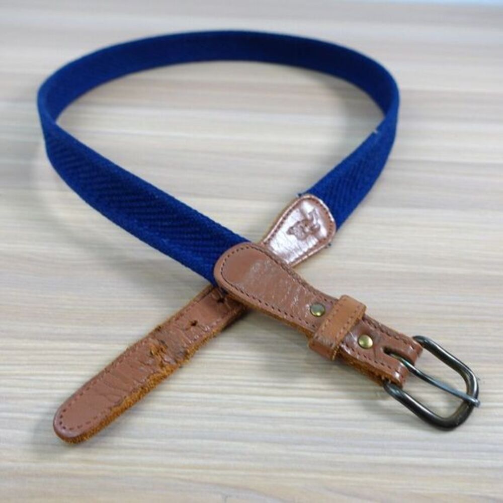 Classic Preppy Blue Belt 32 SMALL Coastal Ivy League Golf Cotton Genuine Leather
